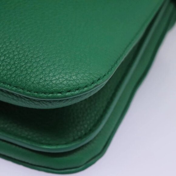 BOTTEGA VENETA Chain Hand Bag Leather 2way Gold Green Auth PP350AV - Picture 2 of 16